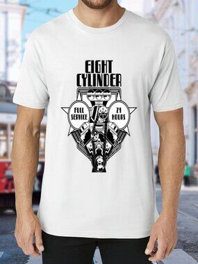 Eight Cylinder Graphic Tee in White